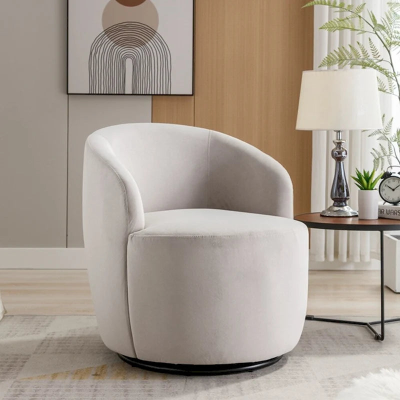 Fauteuil pivotant en velours avec anneau de revêtement en poudre