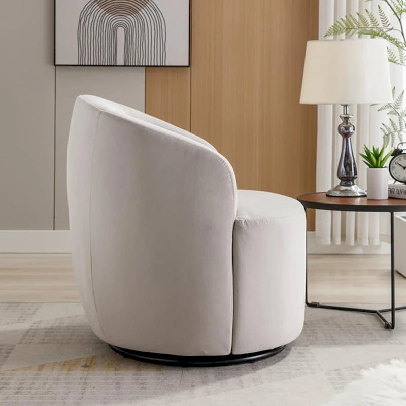 Fauteuil pivotant en velours avec anneau de revêtement en poudre