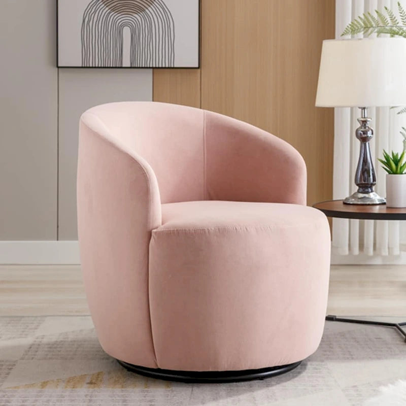 Fauteuil pivotant en velours avec anneau de revêtement en poudre