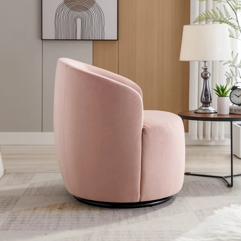 Fauteuil pivotant en velours avec anneau de revêtement en poudre