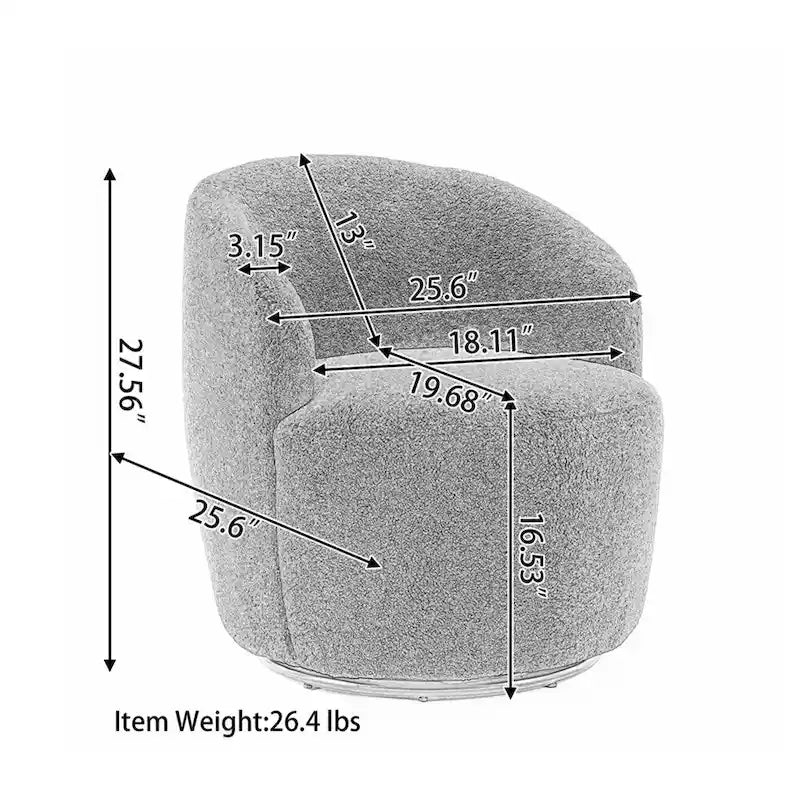 Fauteuil pivotant en velours avec anneau de revêtement en poudre