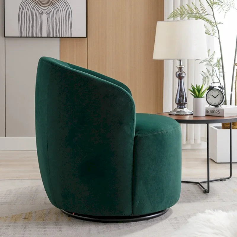 Fauteuil pivotant en velours avec anneau de revêtement en poudre