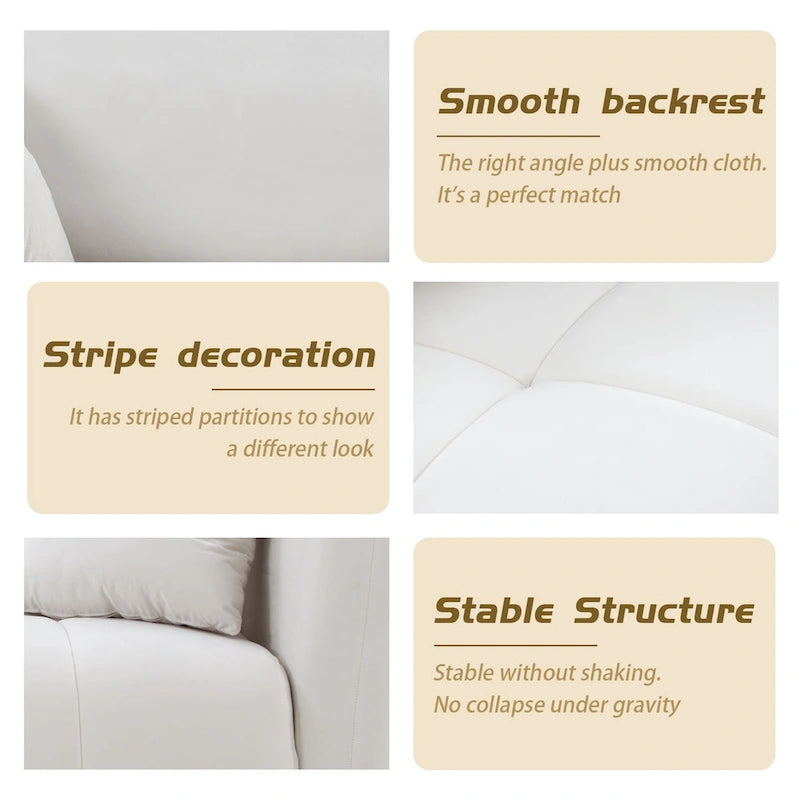 Canapé 3 places moderne en tissu rembourré de 85 pouces de large pour salon