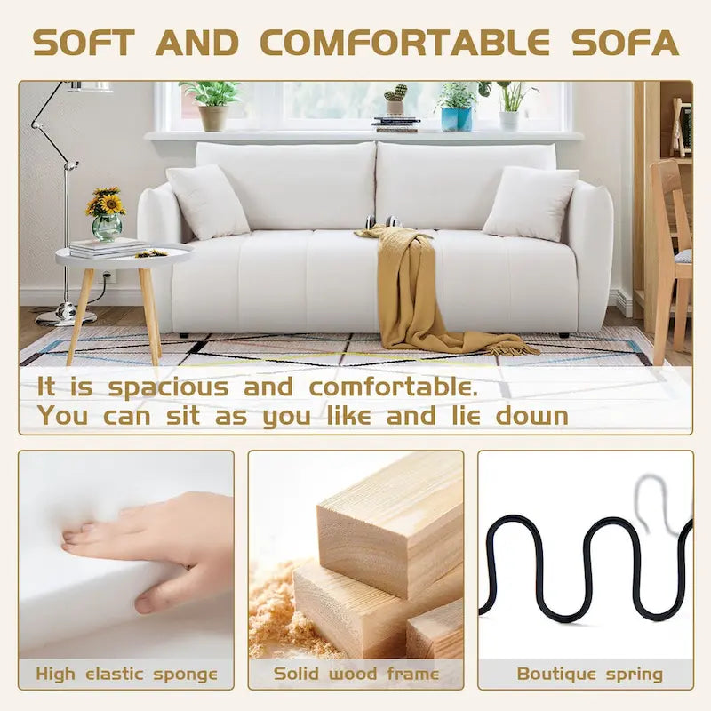 Canapé 3 places moderne en tissu rembourré de 85 pouces de large pour salon