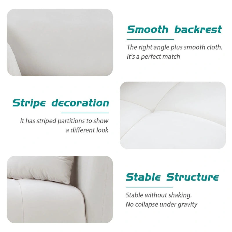 Canapé 3 places moderne en tissu rembourré de 85 pouces de large pour salon