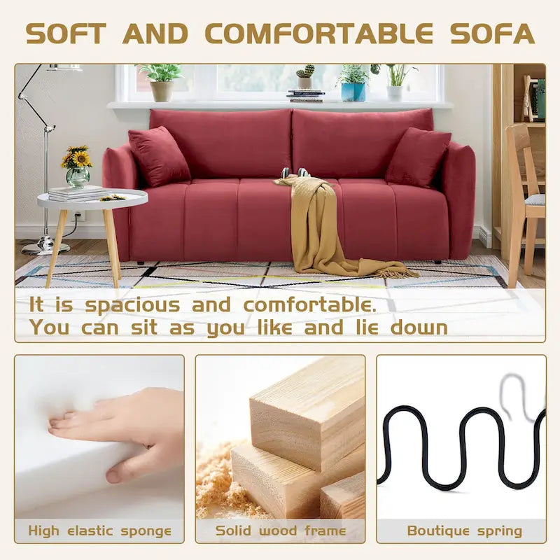 Canapé 3 places moderne en tissu rembourré de 85 pouces de large pour salon