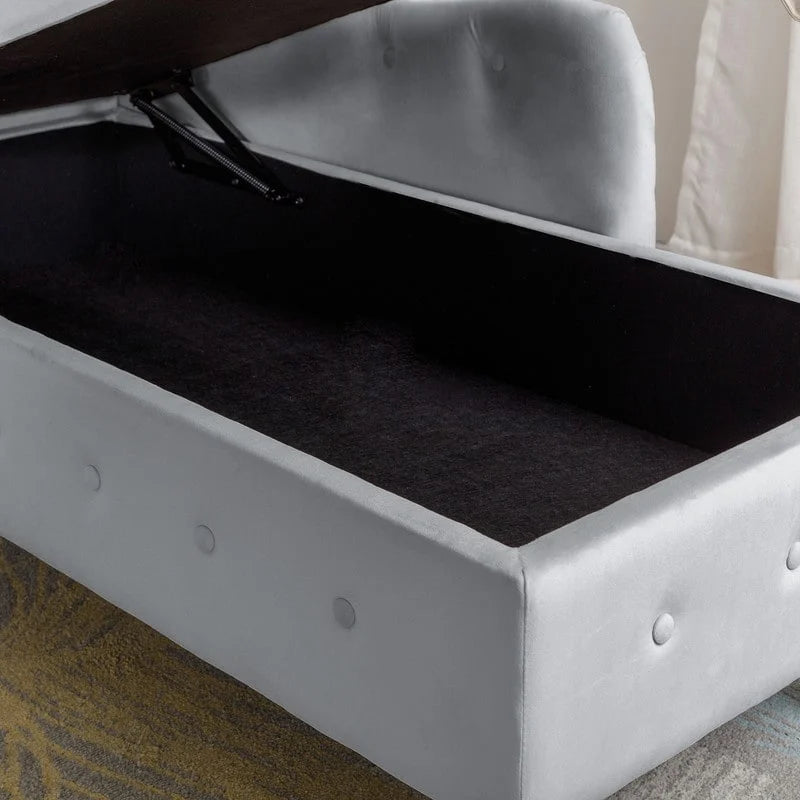 Chaise longue d'intérieur, fauteuil lounge en velours pour chambre à coucher avec rangement et coussin, chaise longue moderne rembourrée à accoudoirs arrondis
