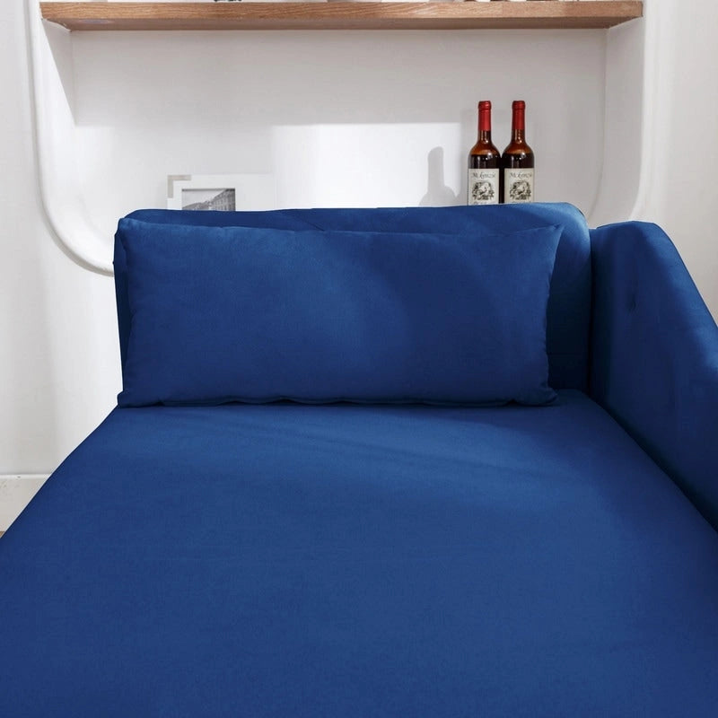 Chaise longue d'intérieur, fauteuil lounge en velours pour chambre à coucher avec rangement et coussin, chaise longue moderne rembourrée à accoudoirs arrondis