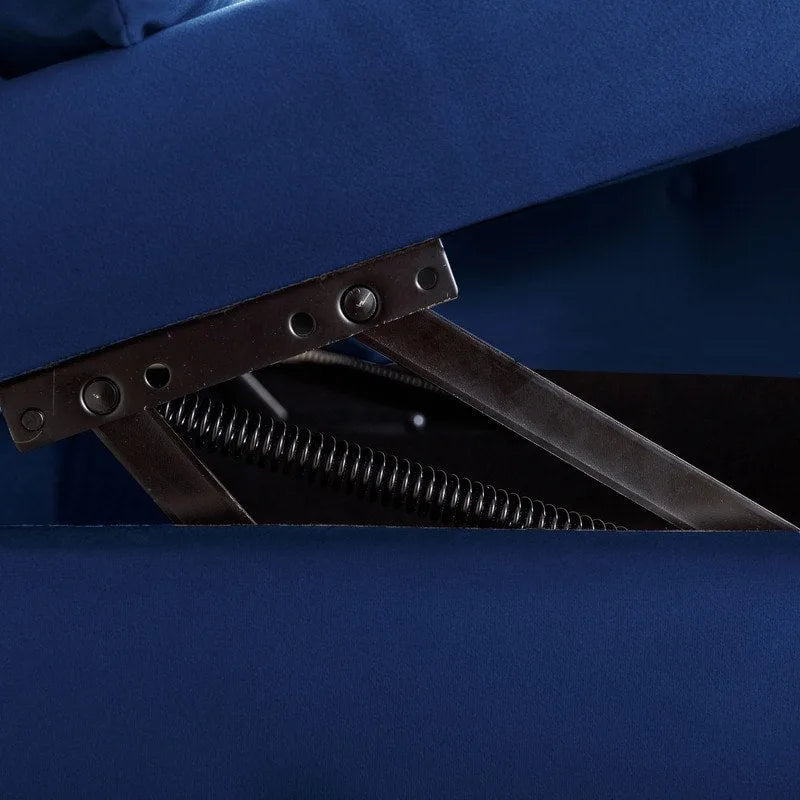 Chaise longue d'intérieur, fauteuil lounge en velours pour chambre à coucher avec rangement et coussin, chaise longue moderne rembourrée à accoudoirs arrondis