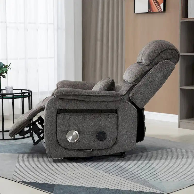 Fauteuil inclinable surdimensionné phare avec chargement sans fil, massage et chauffage