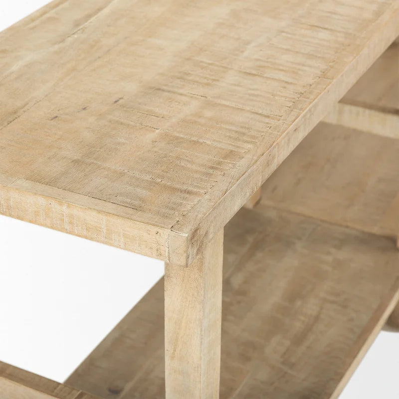 Table console Rosie en bois blond (grand modèle)