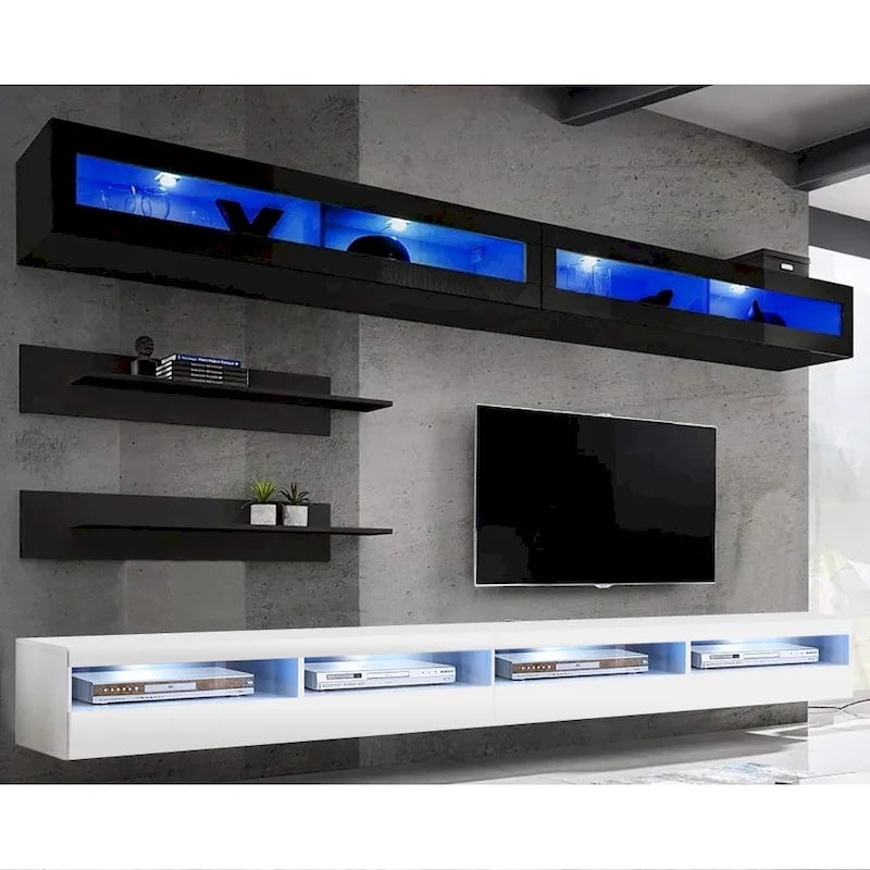 Ensemble de centre de divertissement moderne flottant mural Fly I2 35TV