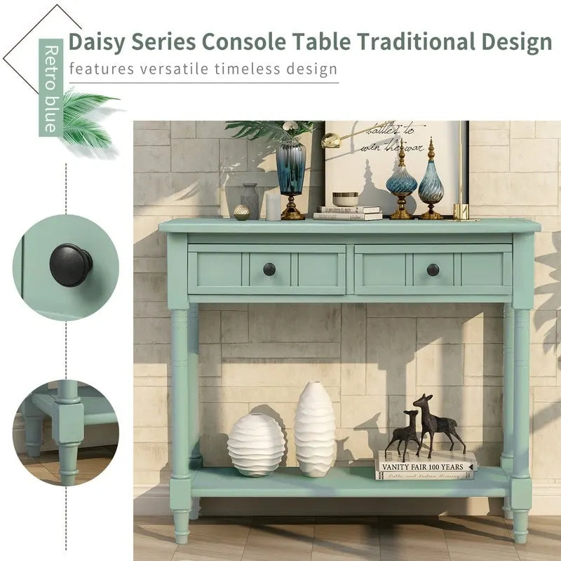 Console avec deux tiroirs et une étagère inférieure