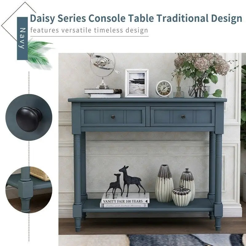Console avec deux tiroirs et une étagère inférieure