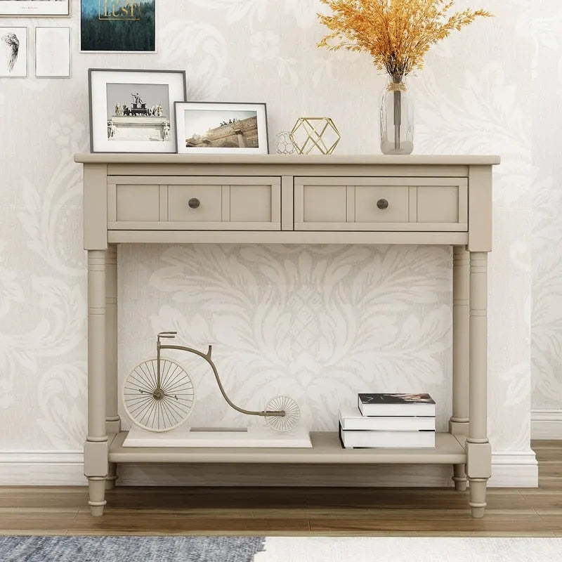 Console avec deux tiroirs et une étagère inférieure
