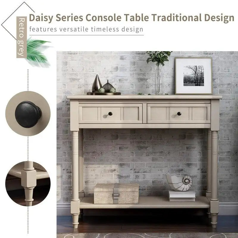 Console avec deux tiroirs et une étagère inférieure