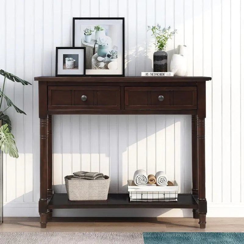 Console avec deux tiroirs et une étagère inférieure