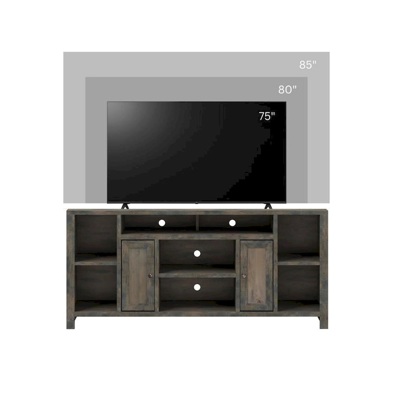 Meuble TV Bridgevine Home Joshua Creek 74 pouces (188 cm) pour téléviseurs jusqu'à 85 pouces (216 cm), aucun assemblage requis, finition bois de grange