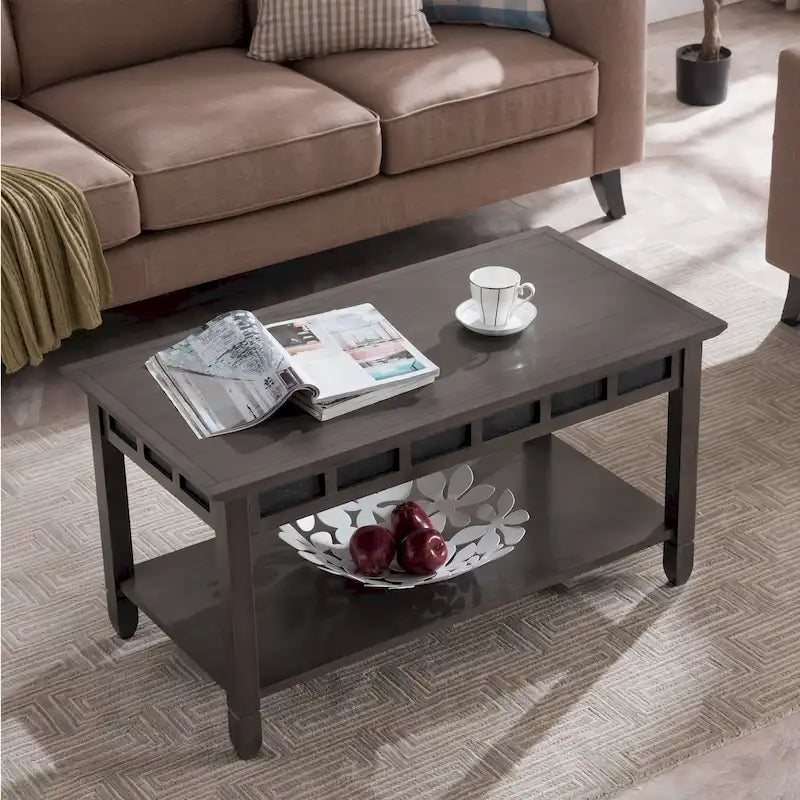 Table basse rustique en ardoise à une étagère Leick Home