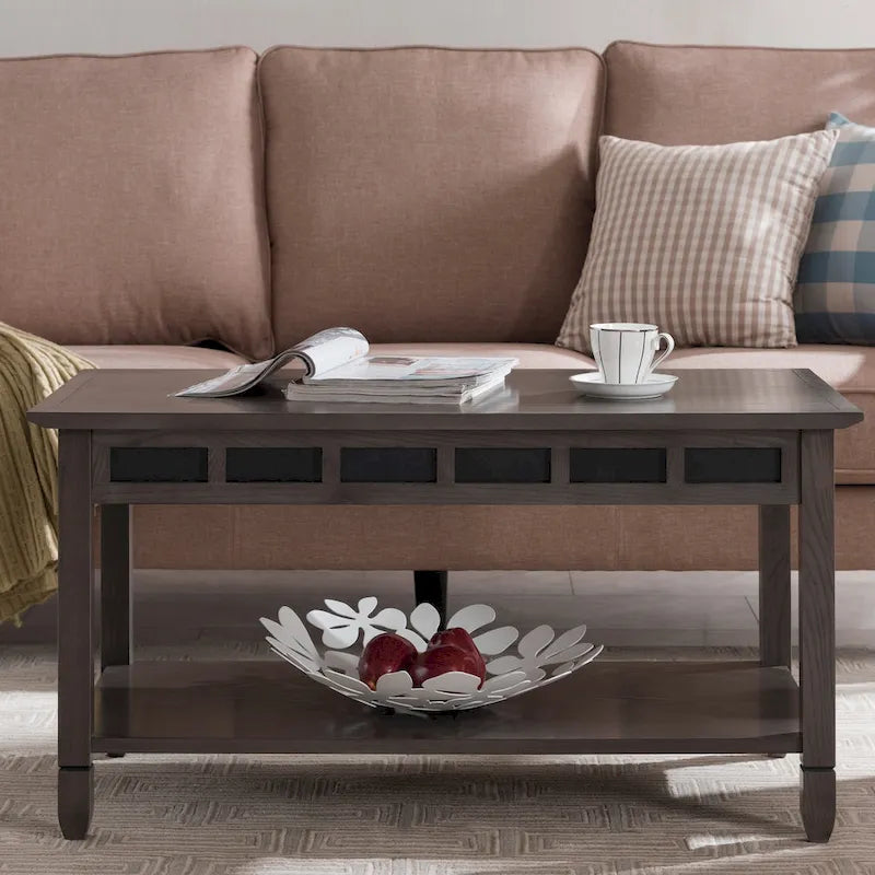 Table basse rustique en ardoise à une étagère Leick Home