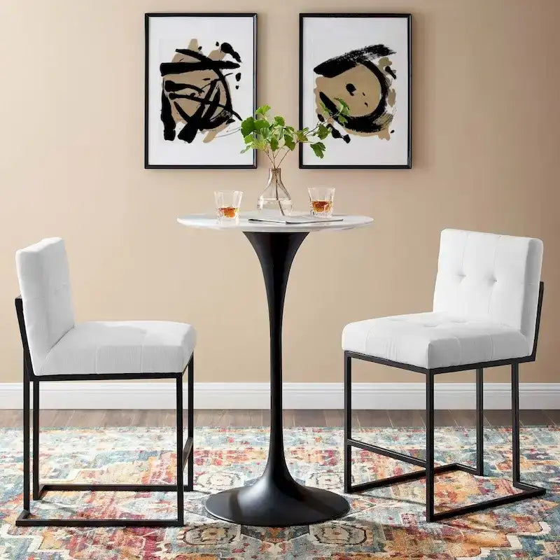 Tabouret de bar rembourré en acier inoxydable noir Carson Carrington Kampbo (lot de 2) - Non disponible
