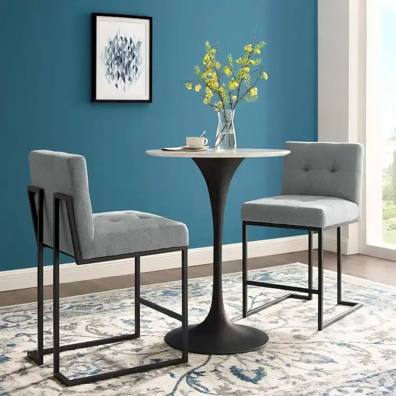 Tabouret de bar rembourré en acier inoxydable noir Carson Carrington Kampbo (lot de 2) - Non disponible