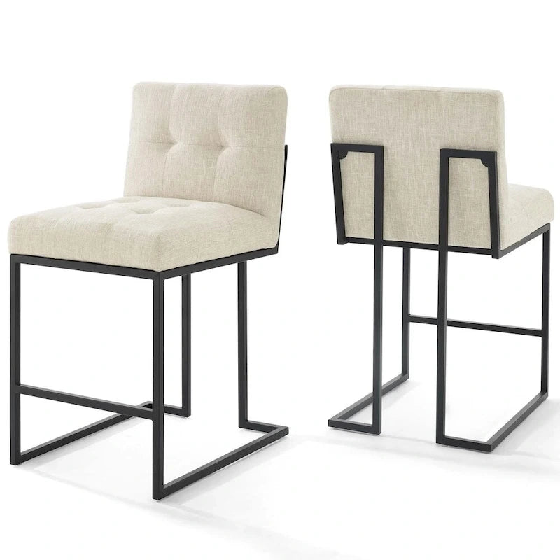 Tabouret de bar rembourré en acier inoxydable noir Carson Carrington Kampbo (lot de 2) - Non disponible