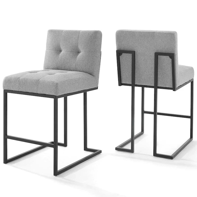 Tabouret de bar rembourré en acier inoxydable noir Carson Carrington Kampbo (lot de 2) - Non disponible