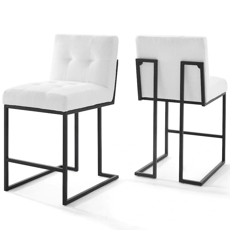 Tabouret de bar rembourré en acier inoxydable noir Carson Carrington Kampbo (lot de 2) - Non disponible