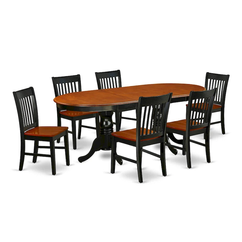 Ensemble de salle à manger East West Furniture : table ovale et chaises en bois, noir et cerisier (composition au choix)