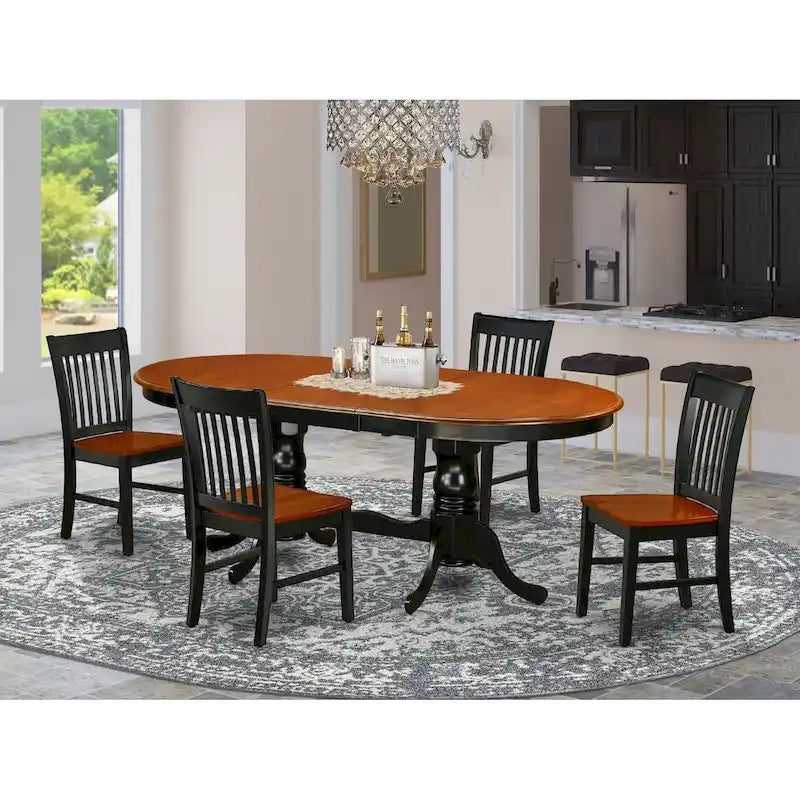 Ensemble de salle à manger East West Furniture : table ovale et chaises en bois, noir et cerisier (composition au choix)