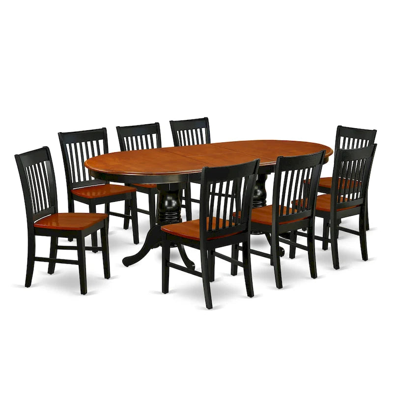 Ensemble de salle à manger East West Furniture : table ovale et chaises en bois, noir et cerisier (composition au choix)