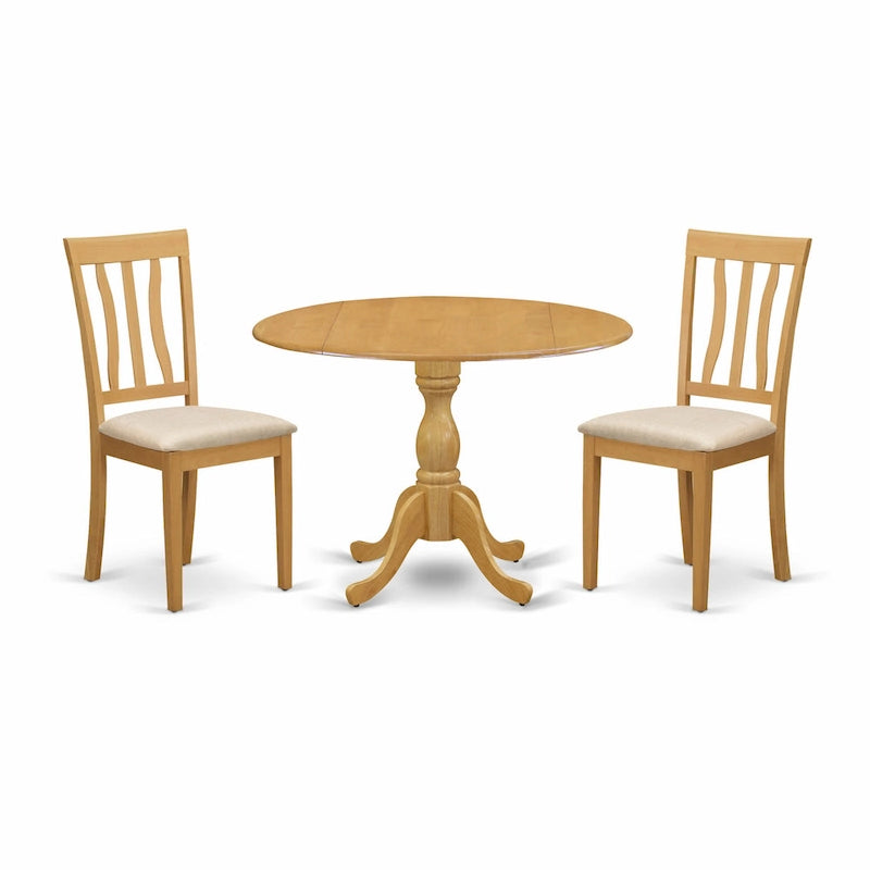 Ensemble table et chaises de cuisine East West Furniture - Table de salle à manger ronde avec abattants et chaises en lin, chêne (option de pièces)
