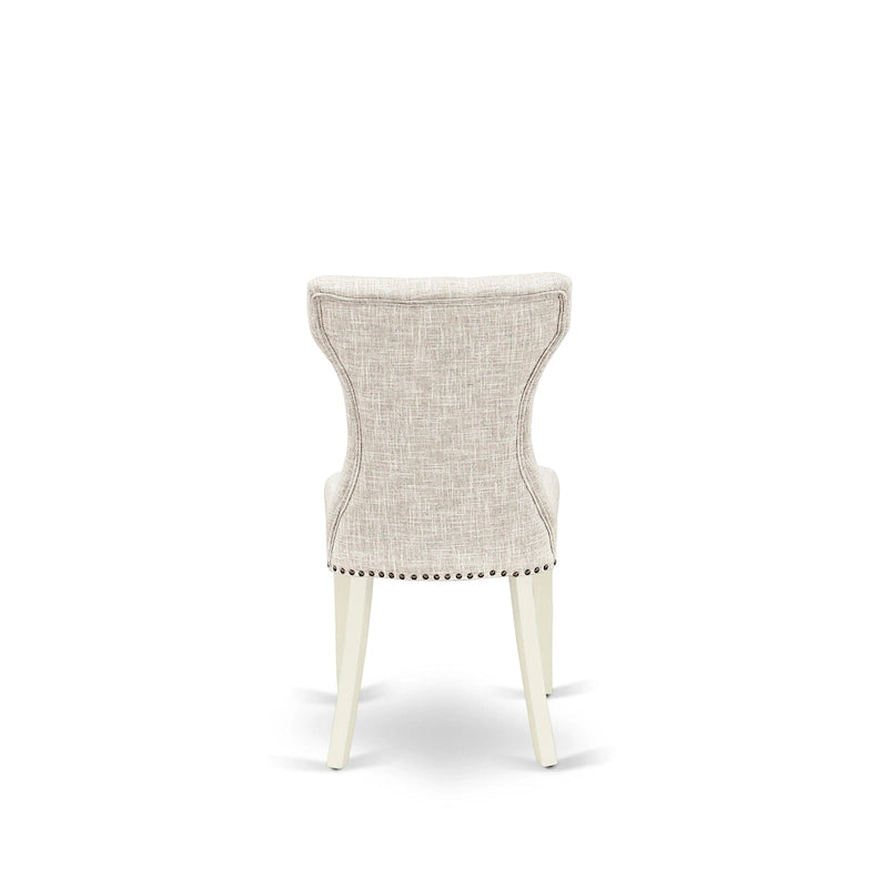 Ensemble de salle à manger 3 pièces East West Furniture : une table de cuisine avec pied central et 2 chaises Parsons en tissu lin (options de finition)
