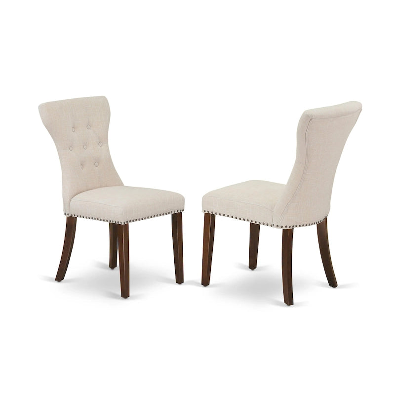 Ensemble de salle à manger 3 pièces East West Furniture : une table de cuisine avec pied central et 2 chaises Parsons en tissu lin (options de finition)