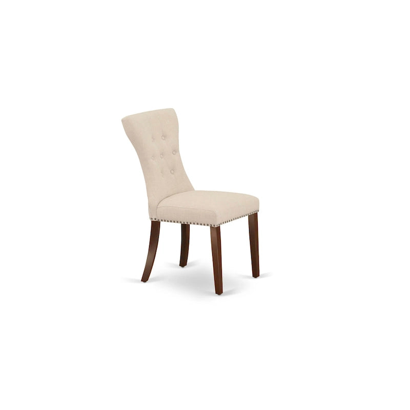Ensemble de salle à manger 3 pièces East West Furniture : une table de cuisine avec pied central et 2 chaises Parsons en tissu lin (options de finition)