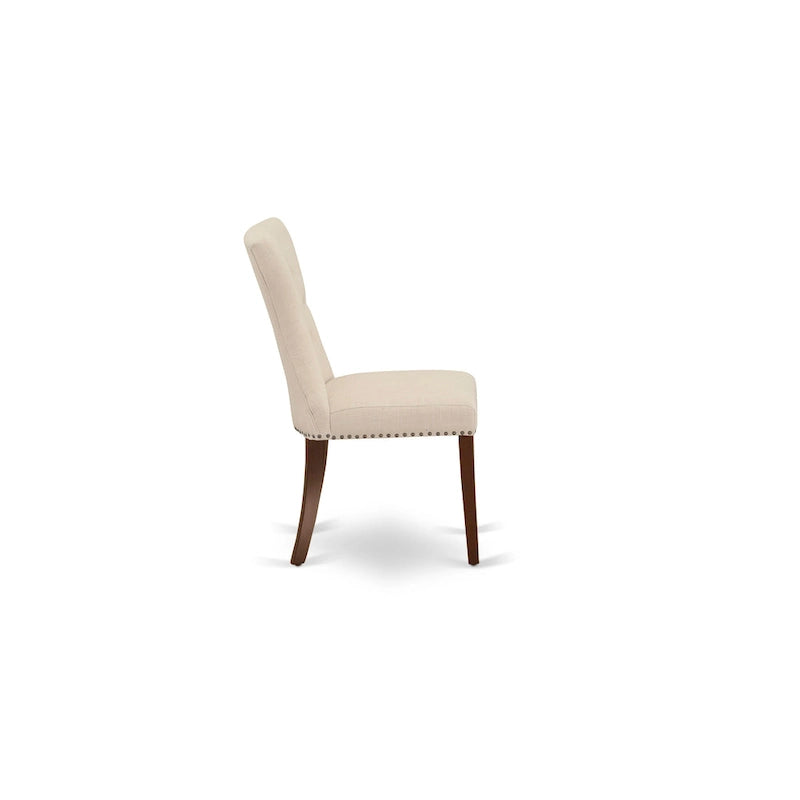 Ensemble de salle à manger 3 pièces East West Furniture : une table de cuisine avec pied central et 2 chaises Parsons en tissu lin (options de finition)