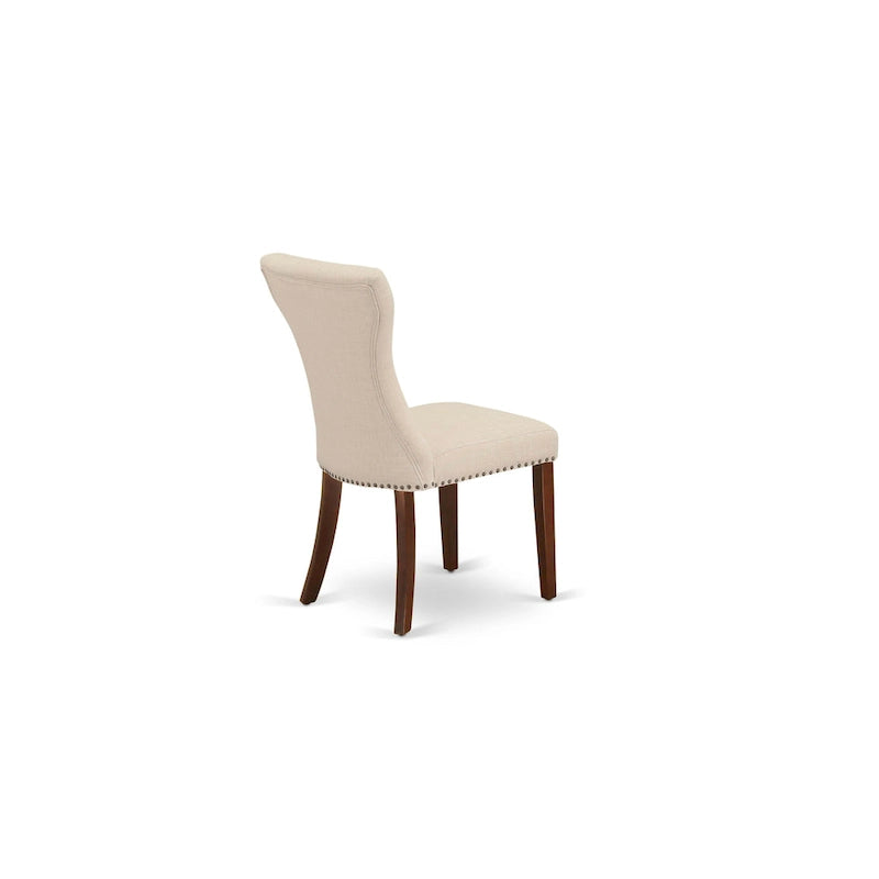 Ensemble de salle à manger 3 pièces East West Furniture : une table de cuisine avec pied central et 2 chaises Parsons en tissu lin (options de finition)