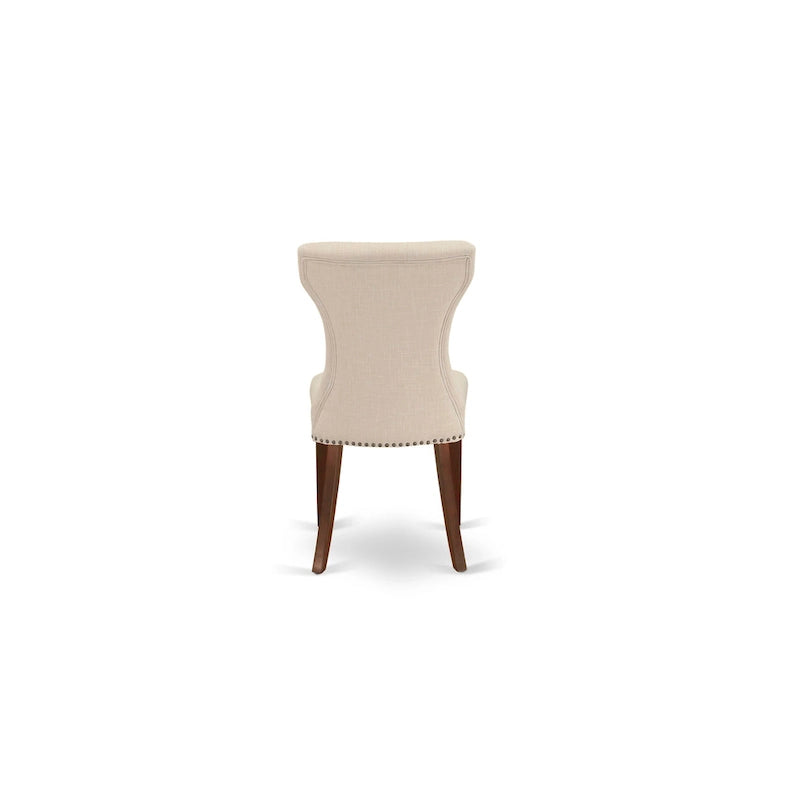 Ensemble de salle à manger 3 pièces East West Furniture : une table de cuisine avec pied central et 2 chaises Parsons en tissu lin (options de finition)