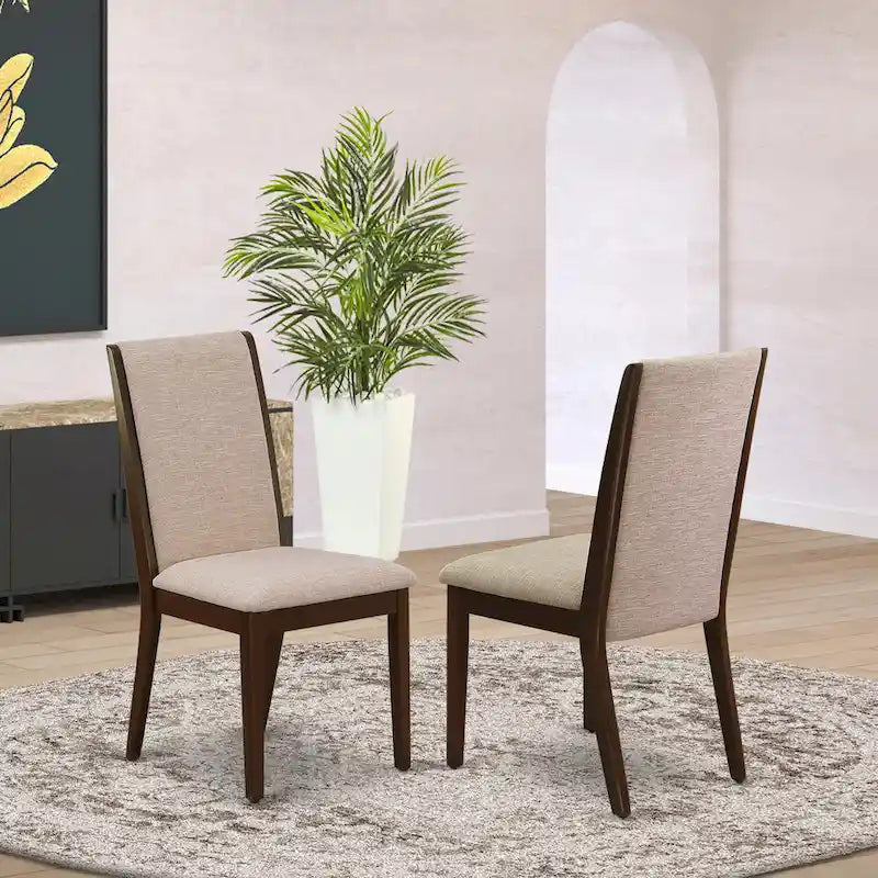 Chaises Parson Lancy d'East West Furniture - Chaises de salle à manger rembourrées en tissu lin, ensemble de 2, (Options de finition)