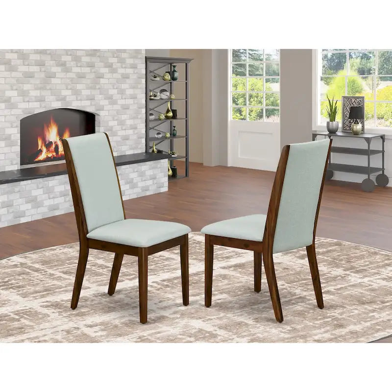 Chaises Parson Lancy d'East West Furniture - Chaises de salle à manger rembourrées en tissu lin, ensemble de 2, (Options de finition)
