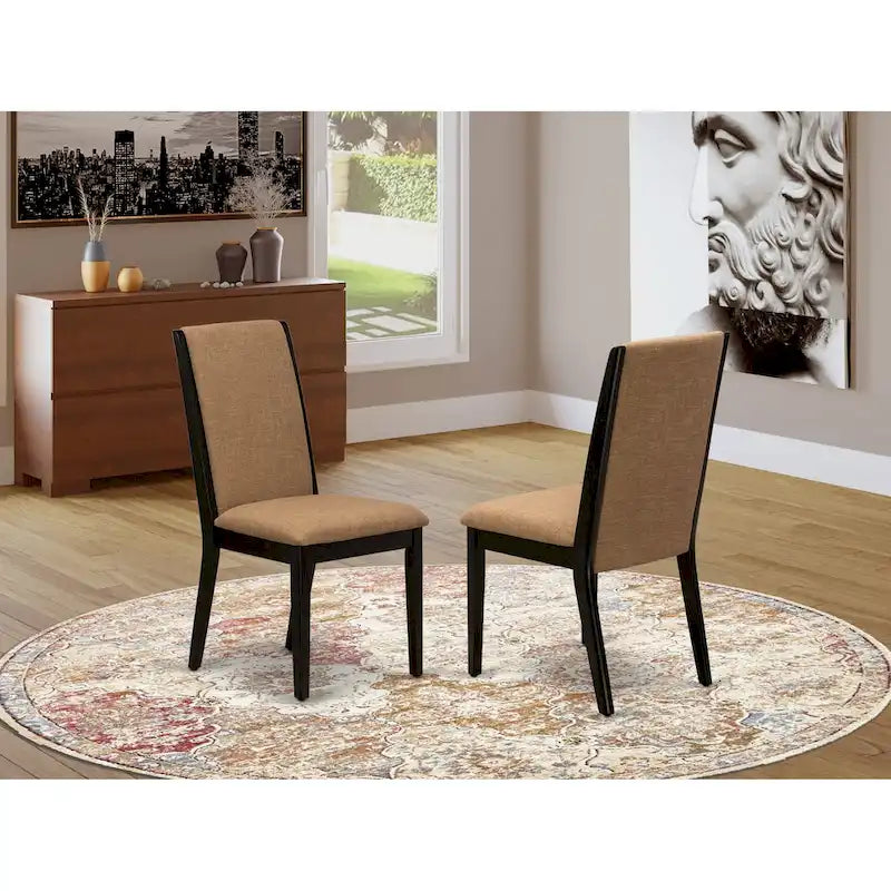 Chaises Parson Lancy d'East West Furniture - Chaises de salle à manger rembourrées en tissu lin, ensemble de 2, (Options de finition)