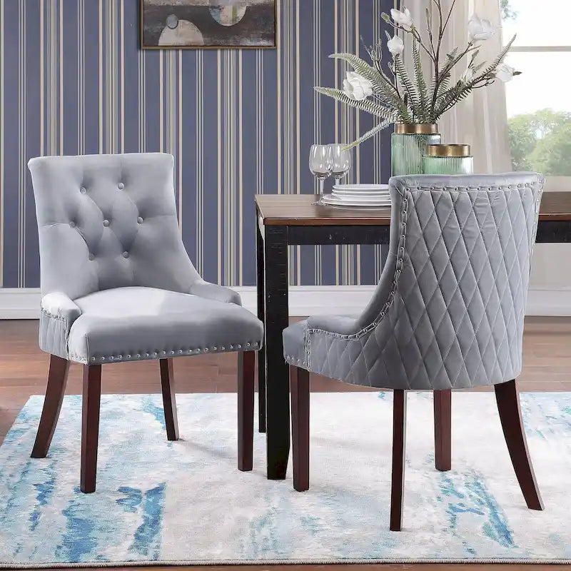Chaises de salle à manger Flohr en velours capitonné Silver Orchid (lot de 2)