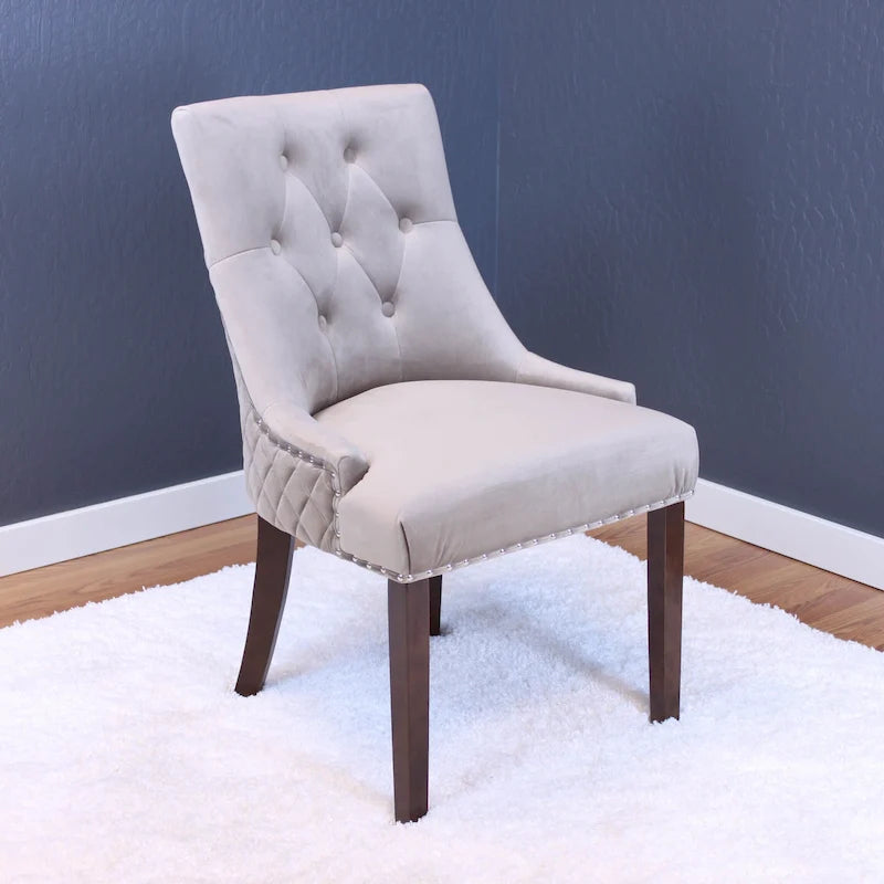 Chaises de salle à manger Flohr en velours capitonné Silver Orchid (lot de 2)