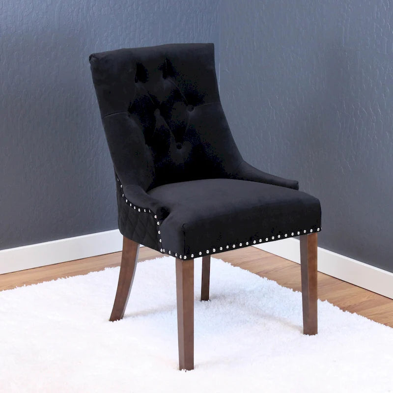 Chaises de salle à manger Flohr en velours capitonné Silver Orchid (lot de 2)
