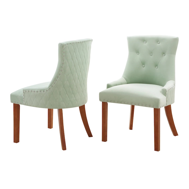 Chaises de salle à manger Flohr en velours capitonné Silver Orchid (lot de 2)