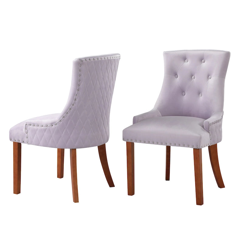 Chaises de salle à manger Flohr en velours capitonné Silver Orchid (lot de 2)
