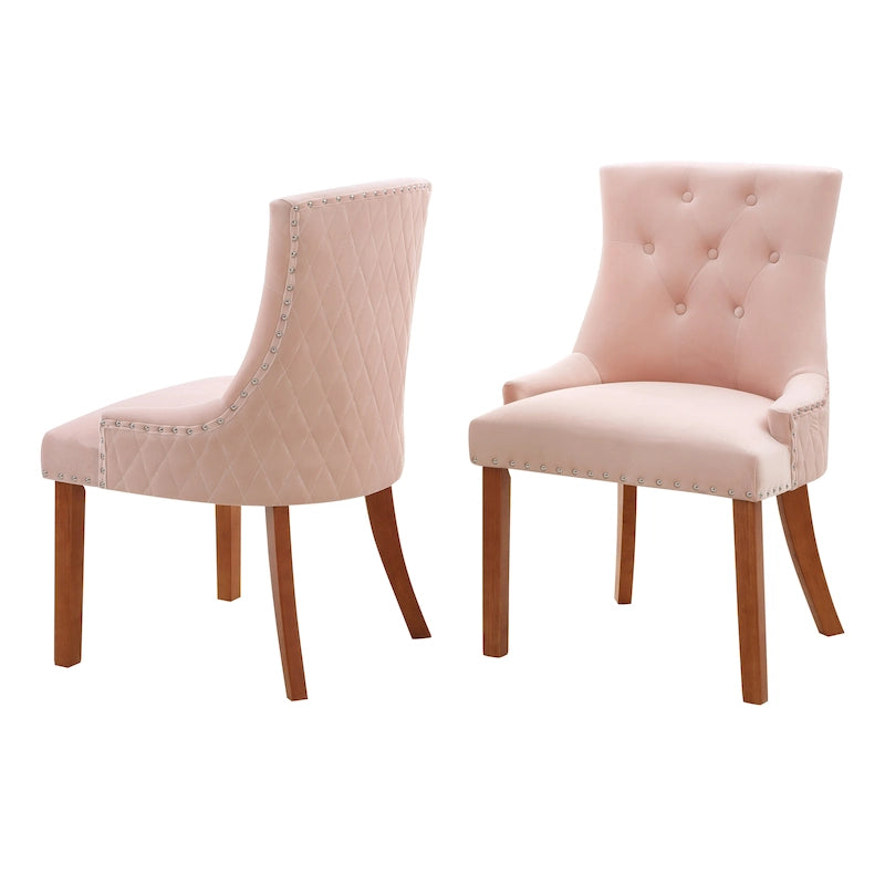 Chaises de salle à manger Flohr en velours capitonné Silver Orchid (lot de 2)