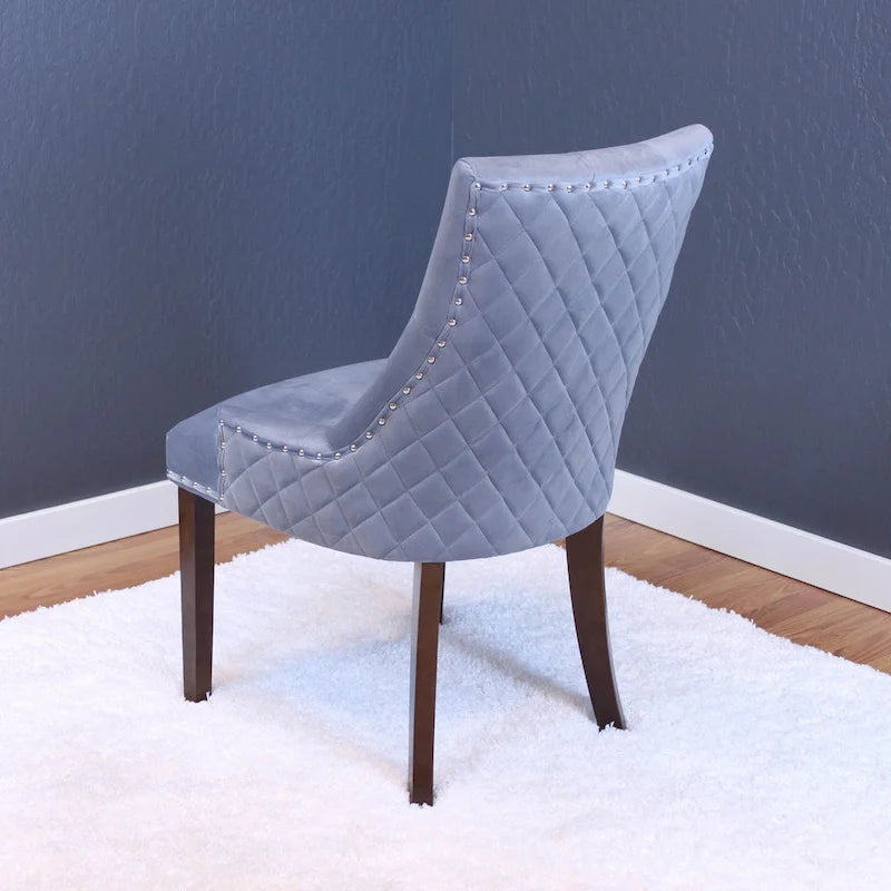 Chaises de salle à manger Flohr en velours capitonné Silver Orchid (lot de 2)