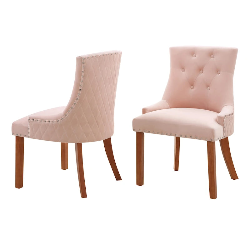 Chaises de salle à manger Flohr en velours capitonné Silver Orchid (lot de 2)